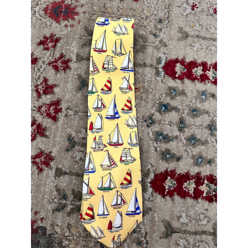 Alynn Neckwear Men's Multicolor Tie Eric Holch Silk Sailboats Necktie